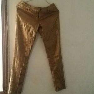 Gold matallic skinny jeans